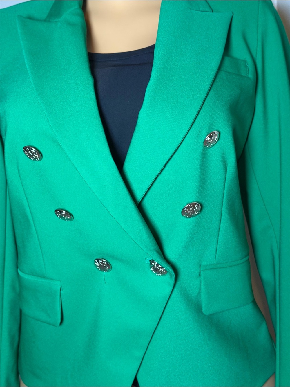 Rachel Zoe Emerald Green Double-Breasted Blazer - Picture 2 of 6